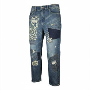 Pilcro Anthropologie Patchwork Jeans Straight Leg Sashiko Distressed Boro SZ:25